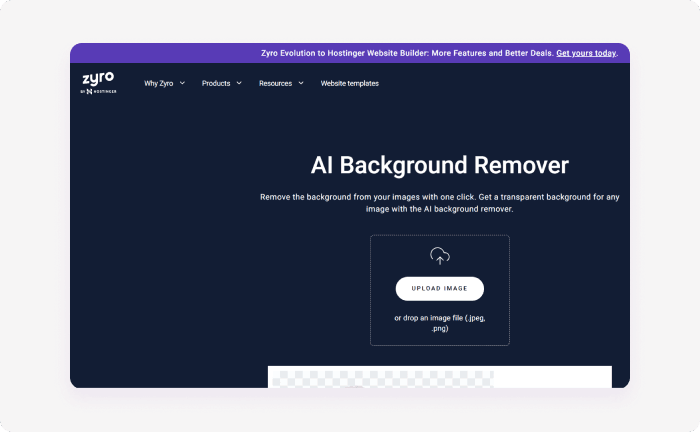 Zyro Background Remover is one of best 10 AI background removers 